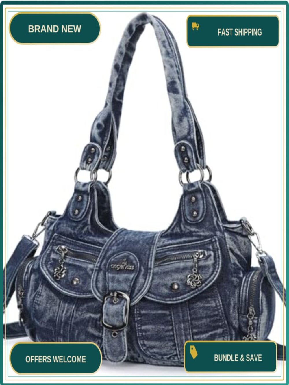 Hobo Shoulder Handbag Vegan Leather Crossbody Tote Bag